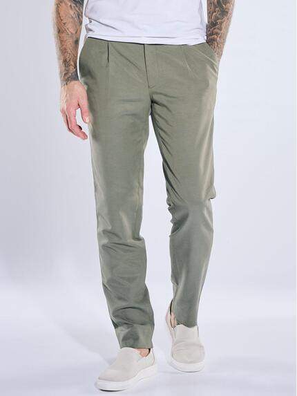 emilio adani Herren Anzug-Hose aus Leinenmischqualität Khaki 40371