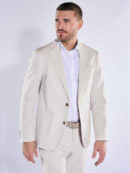 emilio adani Herren Anzug-Sakko aus Leinenmischqualität Naturweiss 40368