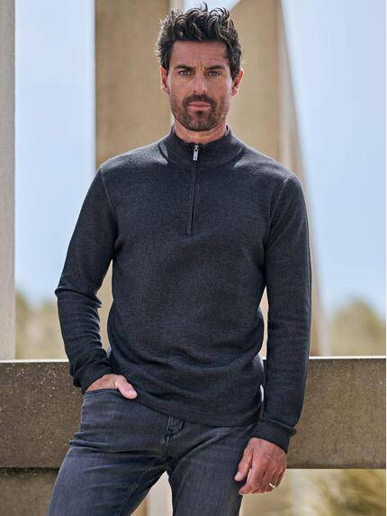 ENGBERS GERMANY Herren Pullover mit Merinowolle Anthrazit 39625