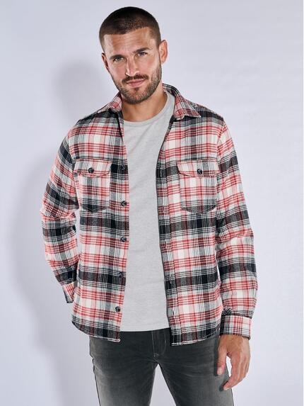 emilio adani Herren Overshirt kariert Orange 37563