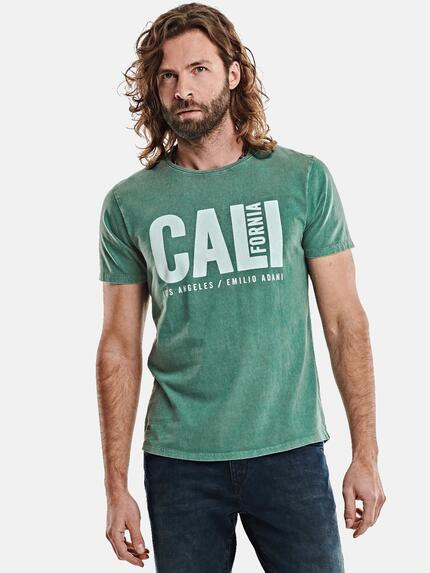 emilio adani Statement-Print T-Shirt Petrolgrün