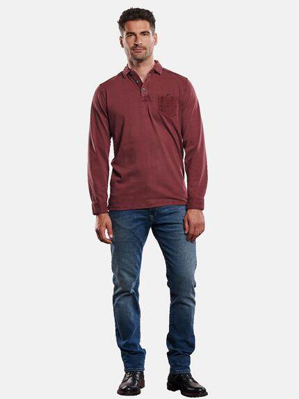 engbers Herren Langarmshirt Polokragen Karminrot 32396 engbers Herren Langarmshirt Polokragen Karminrot 32396
