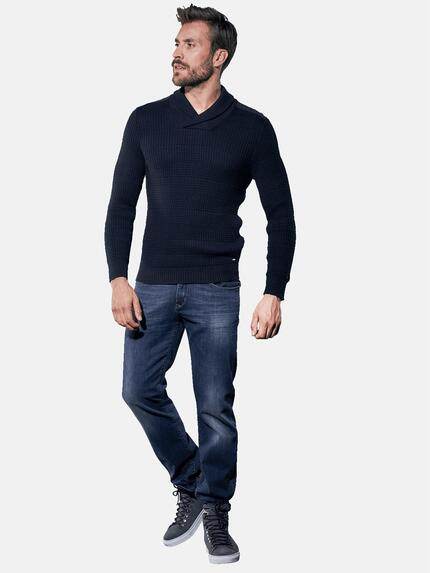 emilio adani Herren Modischer Schalkragenpullover Blau 30848 emilio adani Herren Modischer Schalkragenpullover Blau 30848