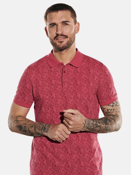 emilio adani Herren Sommerliches Poloshirt mit Print Rot 31341