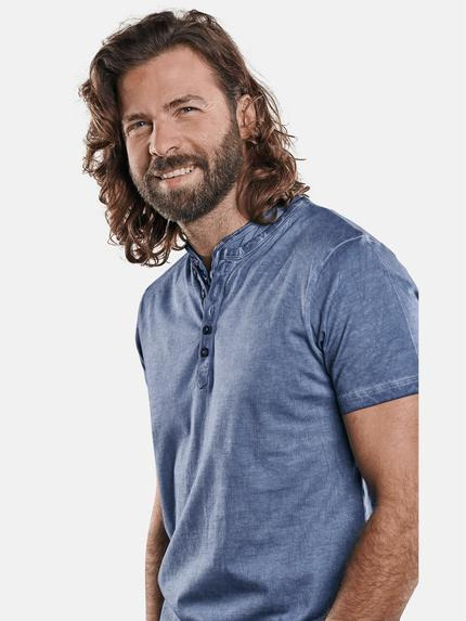 emilio adani Herren Henley T-Shirt Blau 29254 emilio adani Herren Henley T-Shirt Blau 29254