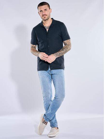 emilio adani Herren Poloshirt mit Knopfleiste Saphirblau 40790