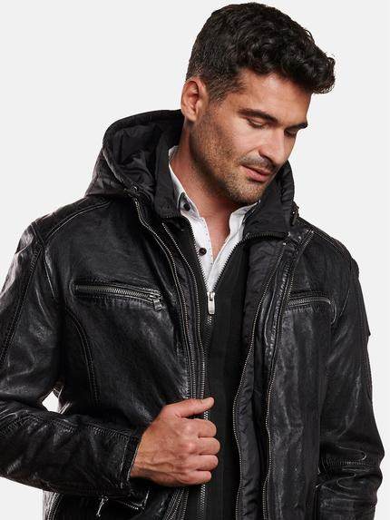 engbers Herren Lederjacke mit Inlet Schwarz 32255 engbers Herren Lederjacke mit Inlet Schwarz 32255