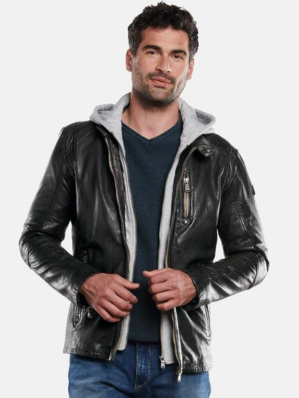 engbers Lederjacke mit heraustrennbarem Inlet Schwarzbraun