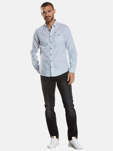 emilio adani Herren Langarm-Hemd mit Leinenanteil Blau 34247 emilio adani Herren Langarm-Hemd mit Leinenanteil Blau 34247