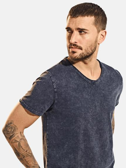 emilio adani Herren T-Shirt V-Neck strukturiert Blau 31570 emilio adani Herren T-Shirt V-Neck strukturiert Blau 31570