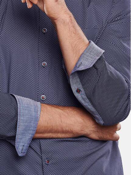 engbers Herren Langarm-Hemd gemustert Marineblau 32395