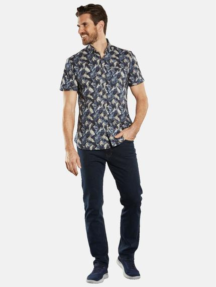 engbers Herren Kurzarm-Hemd gemustert Marineblau 34755