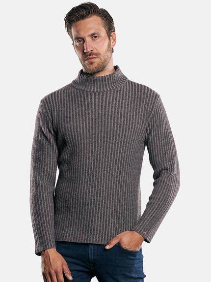 emilio adani Rollkragenpullover mit Rippstruktur Schwarzbraun