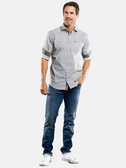 engbers Herren Dezent gemustertes Langarmhemd Schwarz 29469