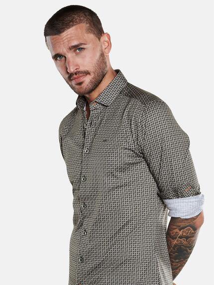 emilio adani Herren Langarm-Hemd mit All-Over-Print Grün 33342 emilio adani Herren Langarm-Hemd mit All-Over-Print Grün 33342