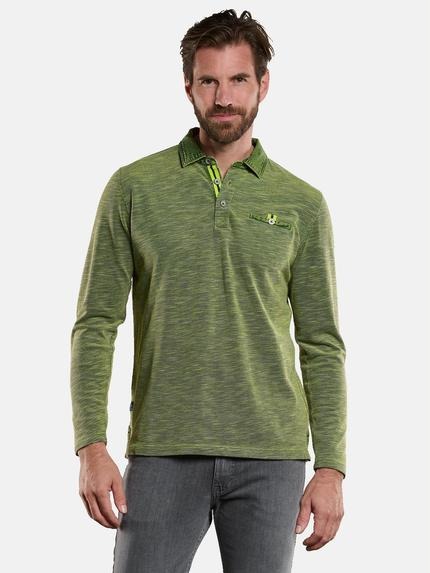 engbers Langarm-Shirt mit Polo-Kragen Zitronengelb