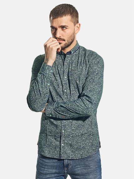 emilio adani Langarmhemd mit All-Over Print Gruen