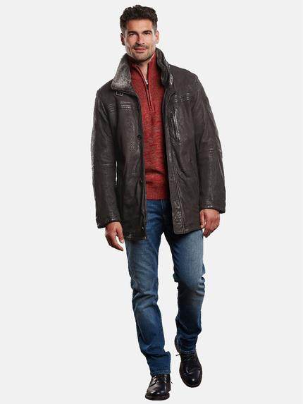 engbers Herren Lederjacke mit abnehmbarem Kragen Dunkelbraun 32254 engbers Herren Lederjacke mit abnehmbarem Kragen Dunkelbraun 32254