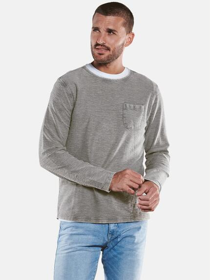 emilio adani Langarm-Shirt strukturiert Silbergrau