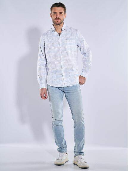 emilio adani Herren Langarm-Hemd gemustert Blau 38887 emilio adani Herren Langarm-Hemd gemustert Blau 38887