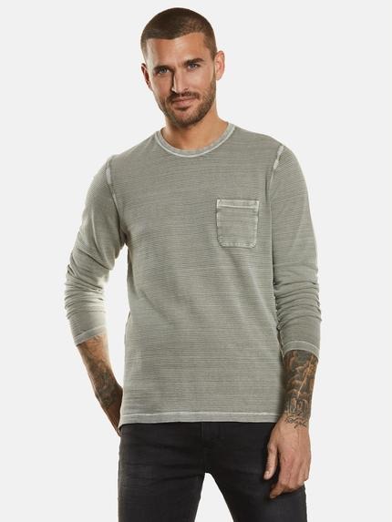 emilio adani Langarm-Shirt strukturiert Braunbeige