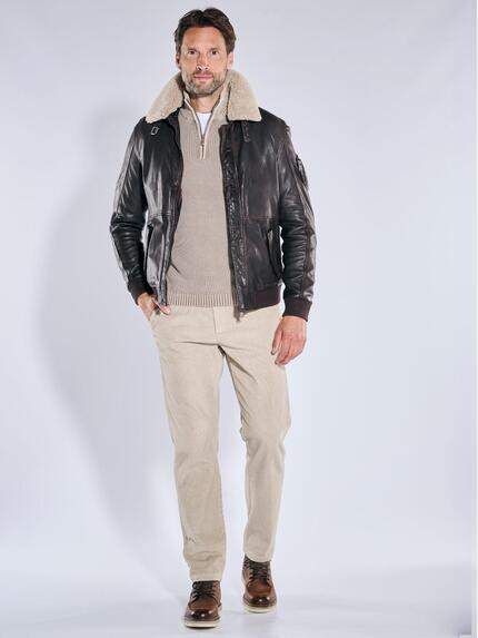 engbers Herren Lederjacke mit heraustrennbarem Kragen Dunkelbraun 39273 engbers Herren Lederjacke mit heraustrennbarem Kragen Dunkelbraun 39273