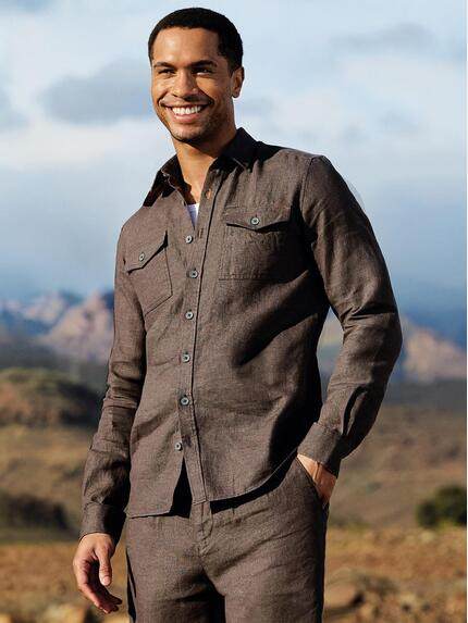 emilio adani Herren Hemd uni Dunkelbraun 40344