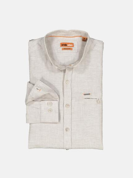 emilio adani Herren Langarm-Hemd uni Beige 36575