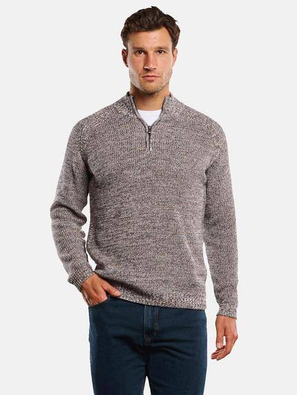 engbers Pullover mit Troyerkragen Braunbeige