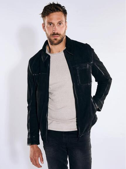 emilio adani Lederjacke slim fit Schwarz