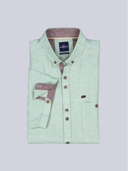 engbers Herren Kurzarm-Hemd mit Leinenanteil Gruen 38381 engbers Herren Kurzarm-Hemd mit Leinenanteil Gruen 38381