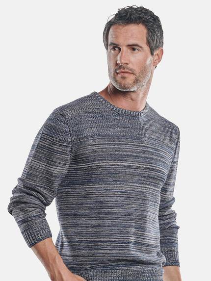 engbers Herren Rundhalspullover mit Strukturwechsel Blau 30569 engbers Herren Rundhalspullover mit Strukturwechsel Blau 30569