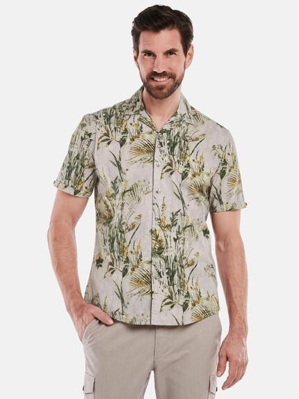 ENGBERS GERMANY Kurzarm-Hemd Satin Khaki