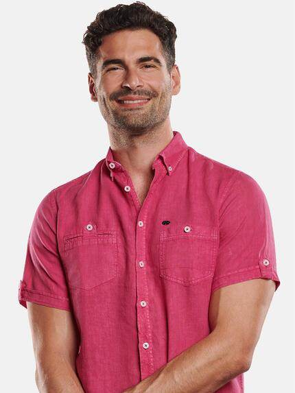 engbers Herren Kurzarm-Hemd aus Leinen Magenta 31742 engbers Herren Kurzarm-Hemd aus Leinen Magenta 31742