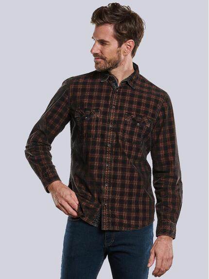 engbers Herren Langarm-Hemd aus Cord Rot 33670