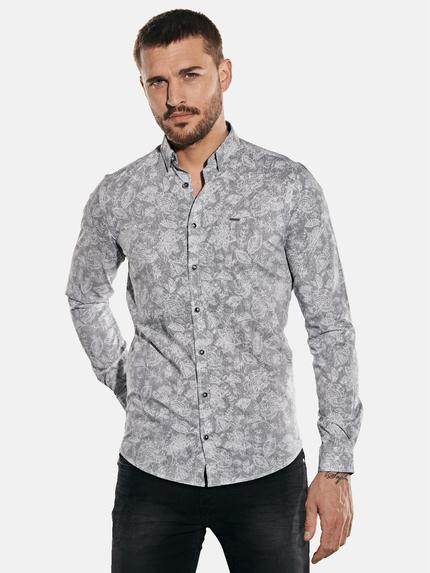 emilio adani Langarm-Hemd mit floralem Print Saphirblau