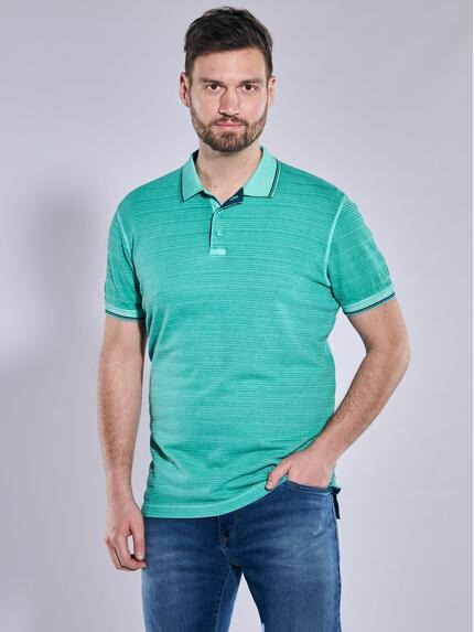 engbers T-Shirt mit Polo-Kragen Petrolgruen