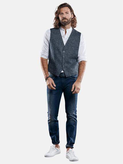 emilio adani Herren schmale Sakkoweste aus hochelastischer Ware Blau 29160