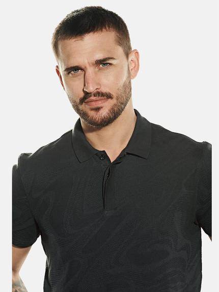 emilio adani Herren Polo-Shirt uni Schwarz 31810