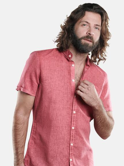 emilio adani Herren Sommerliches Halbleinenhemd Rot 29772 emilio adani Herren Sommerliches Halbleinenhemd Rot 29772