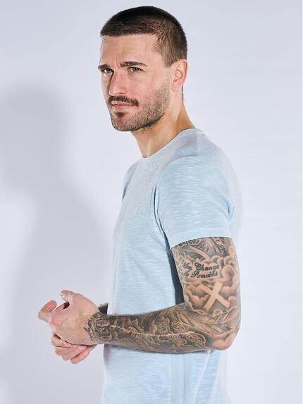emilio adani Herren Rundhals T-Shirt Hellblau 40795