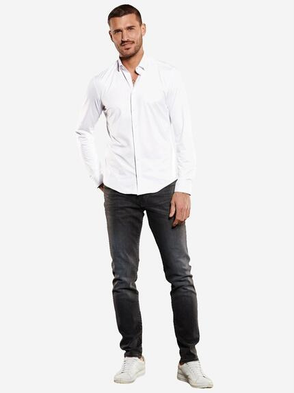 emilio adani Herren Langarm-Hemd aus Jersey Weiß 36897 emilio adani Herren Langarm-Hemd aus Jersey Weiß 36897