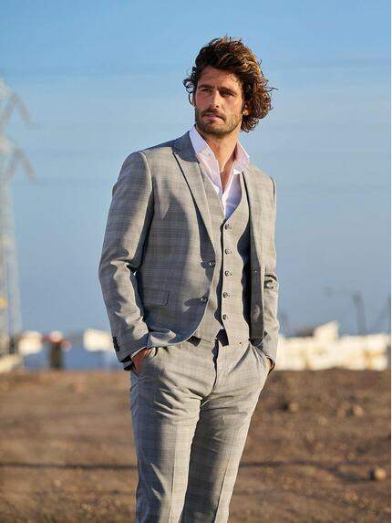 emilio adani Herren Anzug-Sakko slim fit Grau 38493
