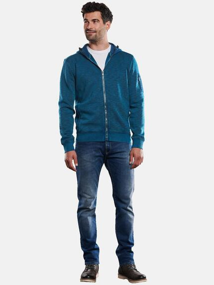 engbers Herren Sweatjacke mit Nylonkapuze Petrolblau 31987