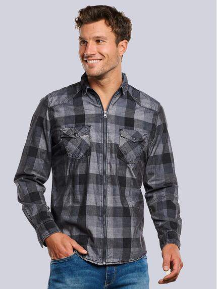 engbers Herren Langarm-Hemd aus Baby-Cord Blau 33672