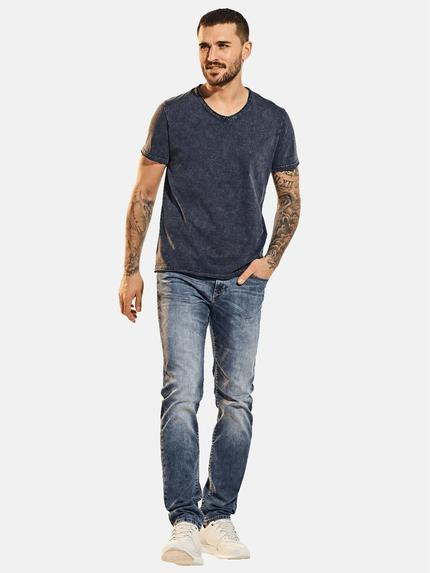 emilio adani Herren T-Shirt V-Neck strukturiert Blau 31570 emilio adani Herren T-Shirt V-Neck strukturiert Blau 31570