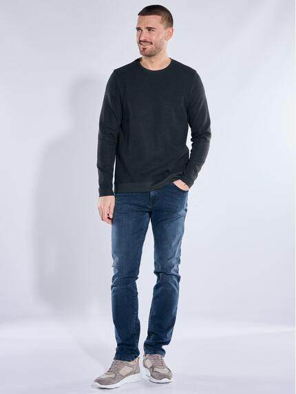 emilio adani Herren Modisches Langarm-Shirt Schwarz 40130