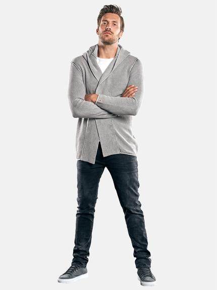 emilio adani Herren Lässige Strickjacke mit Kapuze Grau 30052 emilio adani Herren Lässige Strickjacke mit Kapuze Grau 30052