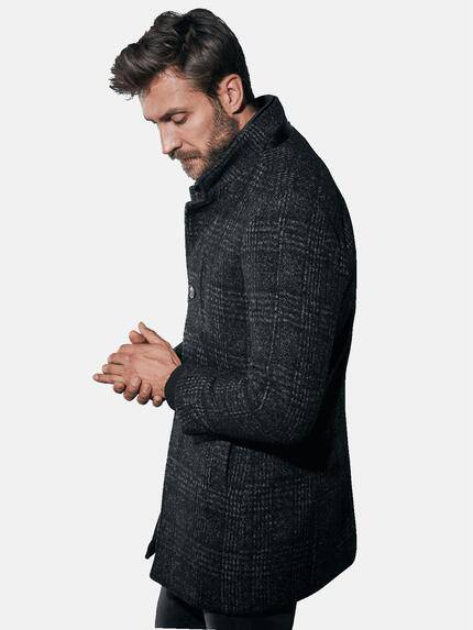 emilio adani Herren Karierter Mantel Grau 30782