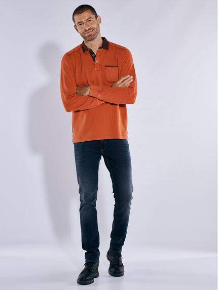 engbers Herren Langarm-Shirt mit Polo-Kragen Orange 37734